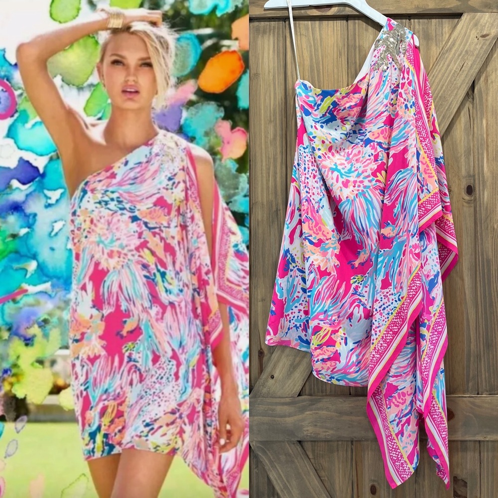 Lilly Pulitzer 🦄 Size 2 Marlee One shoulder VHTF Sunken Treasure